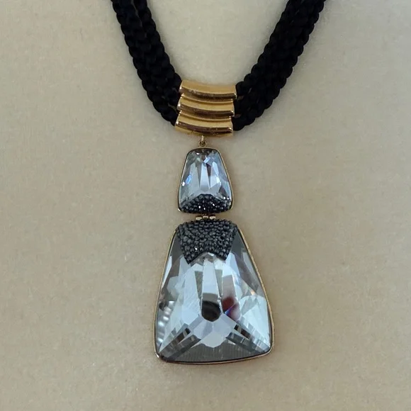 Swarovski Crystal Pendant on black rope Necklace - Picture 4 of 5